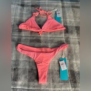 Beach Bunny bikini set. M top XS bottoms. NWT. New origami color